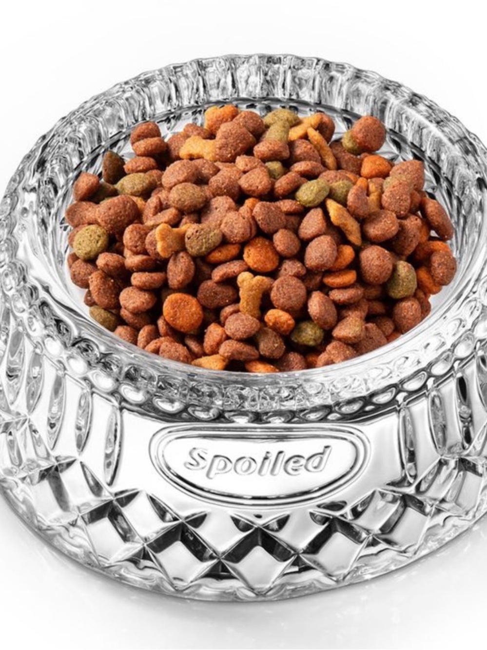 Spoiled Clear Crystal Faceted Pet Bowl